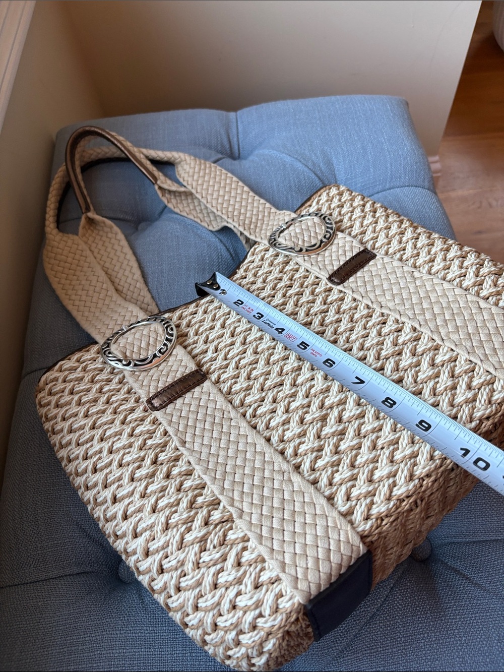 NWT Brighton Woven Straw Tote Bag in Cream - Picture 3 of 14